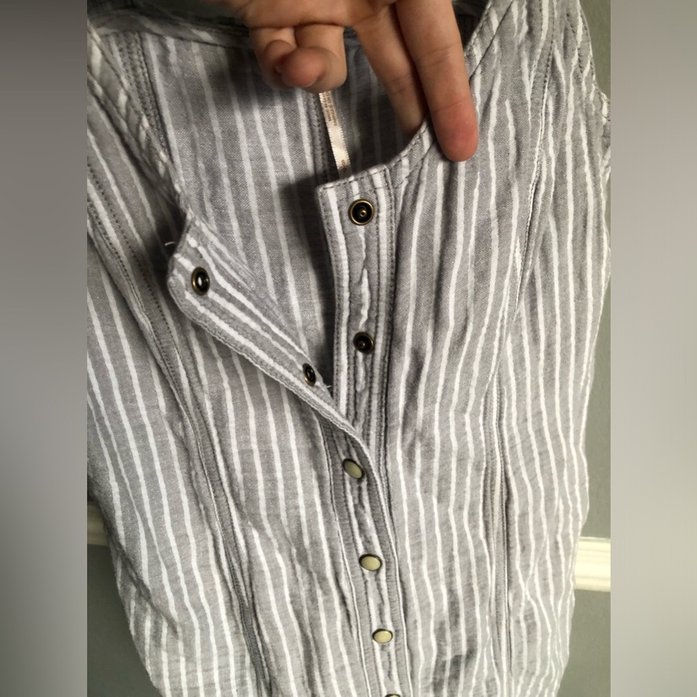 Free People Linen Overall Striped Mini Dress - Picture 5 of 11